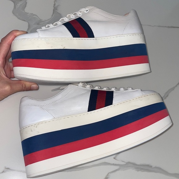 White Gucci women platform sneakers 37.5 Italian (7.5 US) - Picture 11 of 15